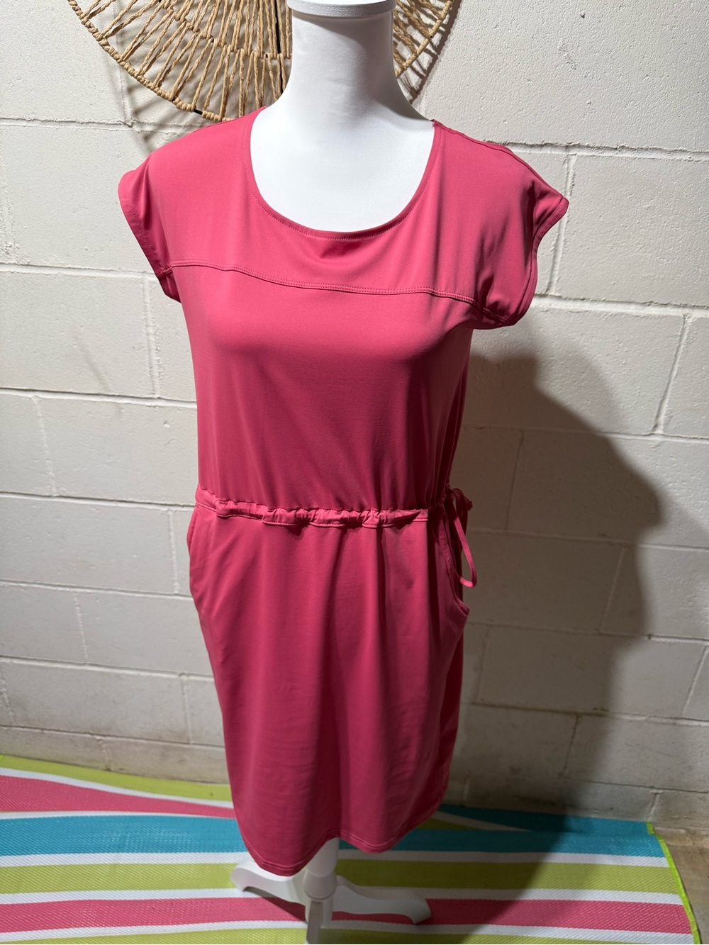 Columbia Pink Drawstring Waist Mini Dress